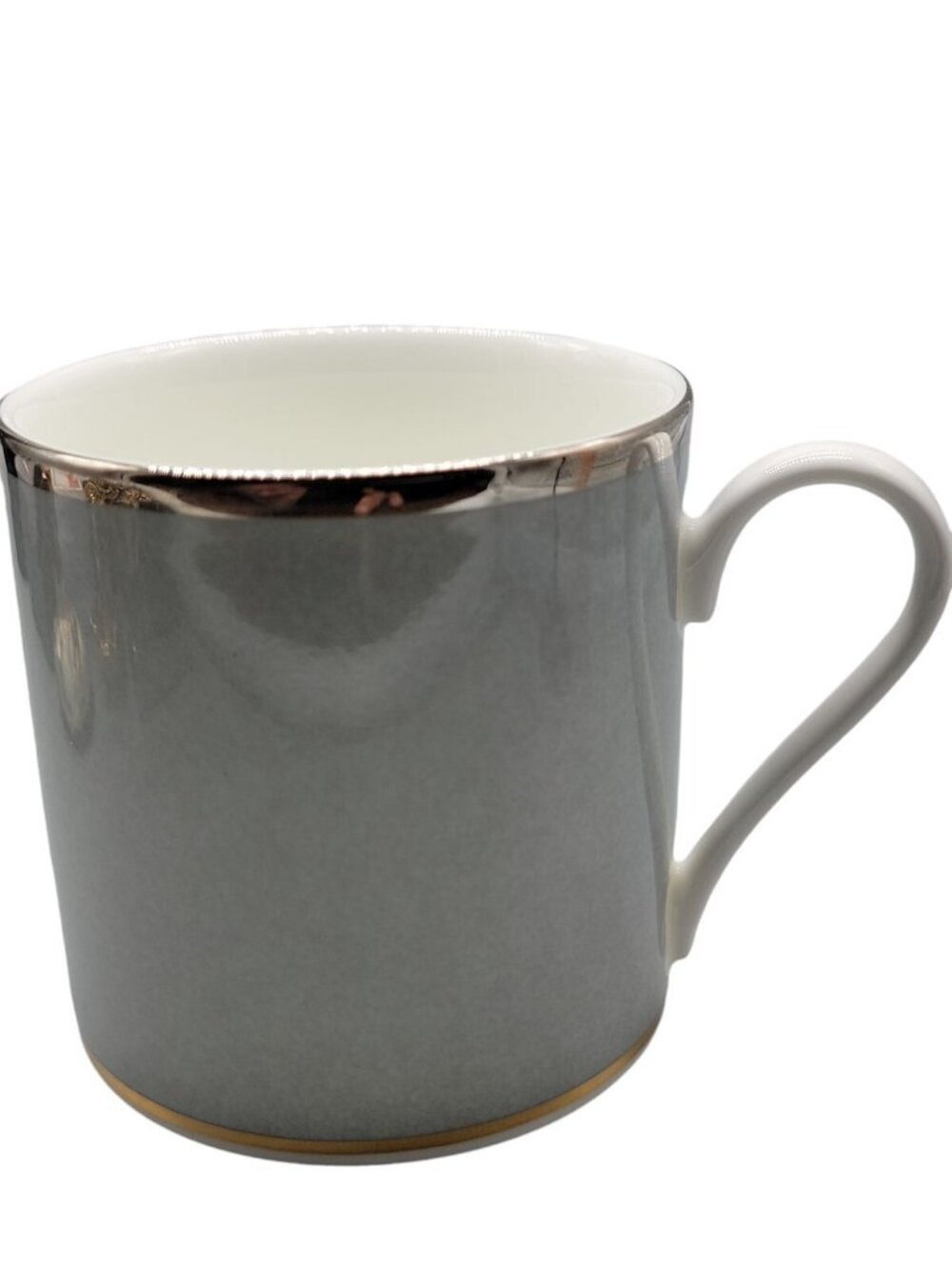 Mikasa Tea Cup Bone China Grandeur Silver CH402 Japan Gold Rim 3" Tall - Picture 10 of 13